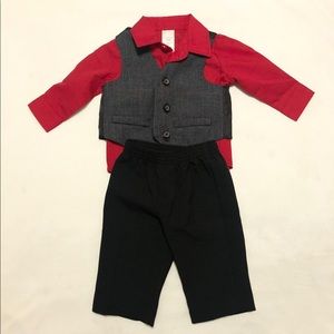 0-3 month boys red and black suit set by George